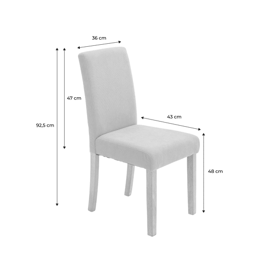 Cadeira de veludo cotelê com pernas de madeira, set de 4, Rita, Cinza bege, 43x56.5x92.5 cm