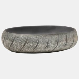 vidaXL Lavatório de bancada oval 59x40x15 cm cerâmica preto e cinza