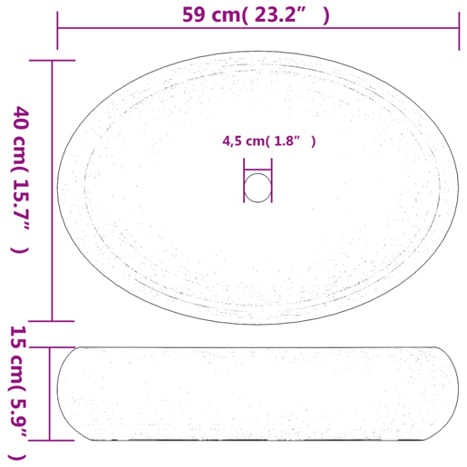 vidaXL Lavatório de bancada oval 59x40x15 cm cerâmica preto e cinza vidaXL Lavatório de bancada oval 59x40x15 cm cerâmica preto e cinza