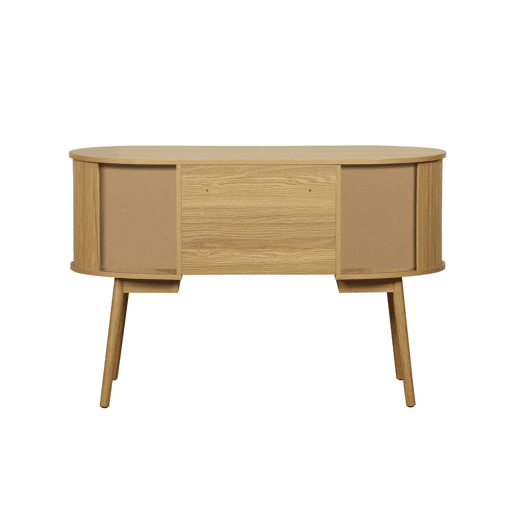 Secretária oval com efeito de madeira com 2 espaços de arrumação, 120cm, Legacy, Natural, 120x55x77 cm