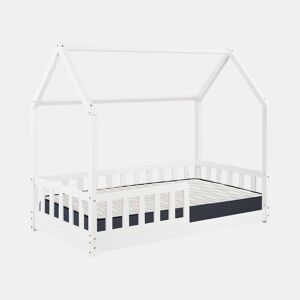 Conjunto de Cama Infantil Cabana ''Bosco'' Branco 90x190cm + Colchão ZENT ROLLER 90x190cm (Altura 17cm), Respirável, Adaptável e Térmico