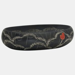 vidaXL Lavatório de bancada oval 59x40x15 cm cerâmica preto