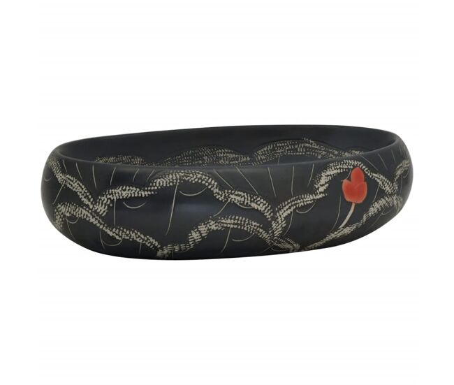 Vidaxl lavabo sobre encimera ovalado cerámica negro 59x40x15 cm