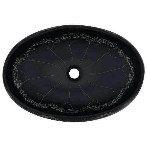 vidaXL Lavatório de bancada oval 59x40x15 cm cerâmica preto vidaXL Lavatório de bancada oval 59x40x15 cm cerâmica preto