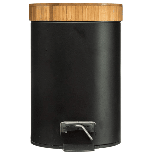 WELL HOME - Balde com Pedal 3L em Metal e Bambu em Preto Ø25,5cm