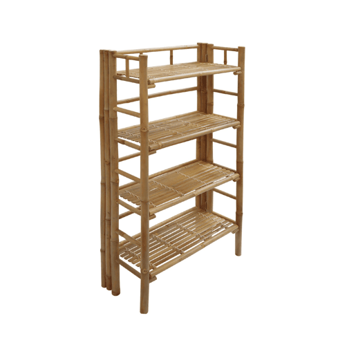 Prateleira de bambu 4 níveis, Fidji, Natural, 66x29x135.5 cm