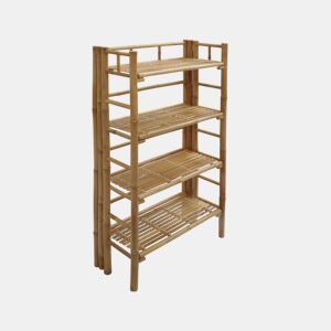 Prateleira de bambu 4 níveis, Fidji, Natural, 66x29x135.5 cm