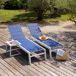 Lote de 2 tumbonas y mesa auxiliar BARBADOS de textileno y aluminio Lote de 2 tumbonas y mesa auxiliar BARBADOS de textileno y aluminio Azul