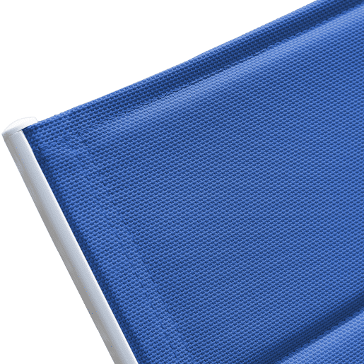 Conjunto de 2 espreguiçadeiras BARBADOS em textilene azul e mesa de apoio - alumínio branco