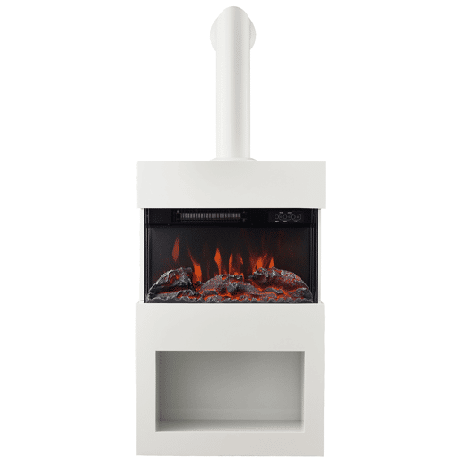 KAMINIO Lareira Elétrica HENRI com tubo de chaminé - Fogão de lareira com aquecimento, efeito de chama 3D, compartimento para lenha - Branco KAMINIO Lareira Elétrica HENRI com tubo de chaminé - Fogão de lareira com aquecimento, efeito de chama 3D, compartimento para lenha - Branco