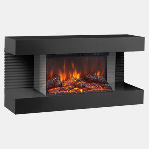 KAMINIO Lareira Elétrica LIZ - Lareira elétrica de parede com aquecimento, efeito de chama 3D, Luz ambiente LED, controle remoto - Preto