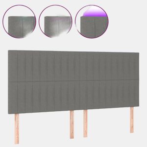 vidaXL Cabeceira de cama c LED tecido 200x5x118128 cm cinza-escuro