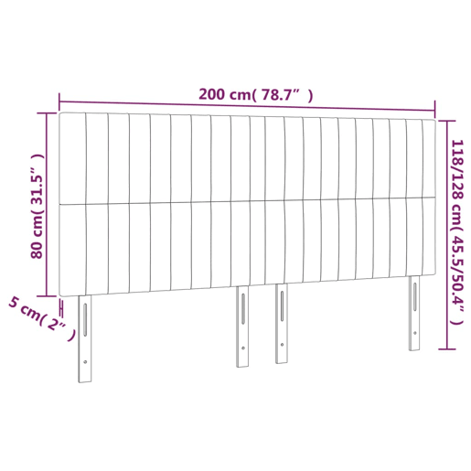 vidaXL Cabeceira de cama c LED tecido 200x5x118128 cm cinza-escuro