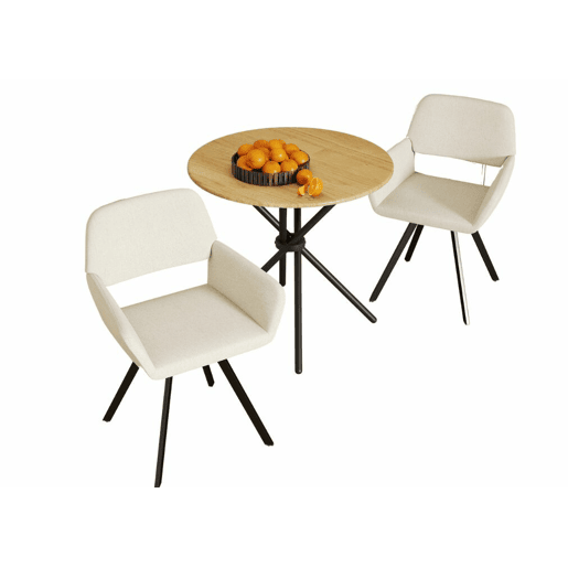 Fontana KD 80cm Carvalho + CALIFORNIA KD BEGE GIRATÓRIA Um conjunto de mesa de jantar de estilo moderno e 2 cadeiras giratórias