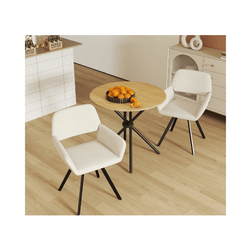 Fontana KD 80cm Carvalho + CALIFORNIA KD BEGE GIRATÓRIA Um conjunto de mesa de jantar de estilo moderno e 2 cadeiras giratórias
