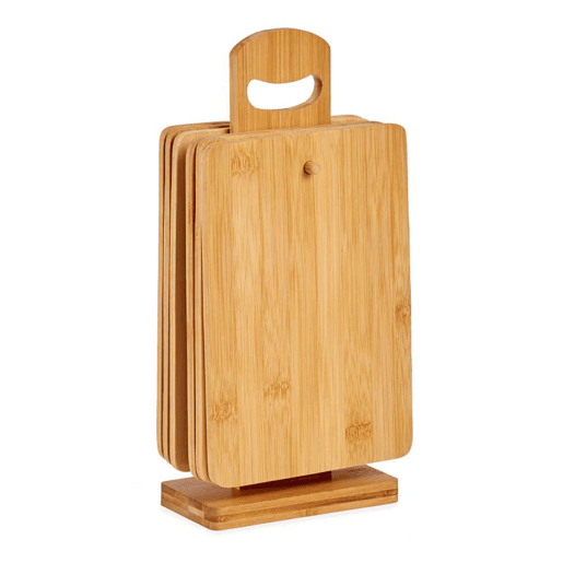 Conjunto de 6 tábuas de bambu com suporte Conjunto de 6 tábuas de bambu com suporte