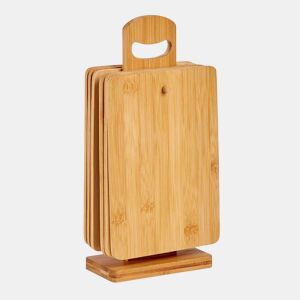 Conjunto de 6 tábuas de bambu com suporte