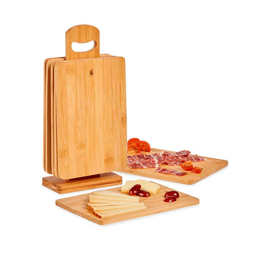 Conjunto de 6 tábuas de bambu com suporte Conjunto de 6 tábuas de bambu com suporte