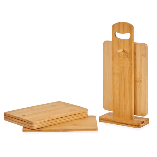 Conjunto de 6 tábuas de bambu com suporte Conjunto de 6 tábuas de bambu com suporte
