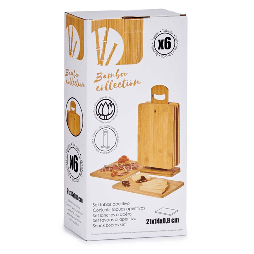 Conjunto de 6 tábuas de bambu com suporte Conjunto de 6 tábuas de bambu com suporte