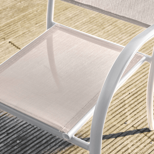 Cadeira de jardim em alumínio e textileno, set de 2, Milena, Branco, 84x62x55.5 cm