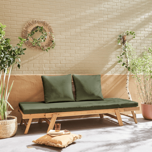 Banco de jardim de 23 lugares, Jalance, Verde caqui, 200x72x74.5 cm