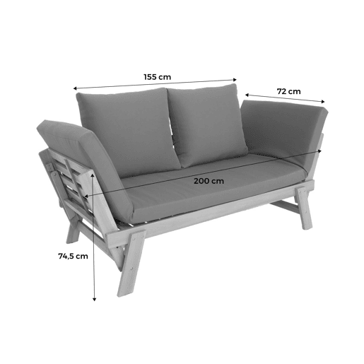 Banco de jardim de 23 lugares, Jalance, Verde caqui, 200x72x74.5 cm