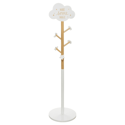 Cabideiro Infantil com Decoração de Nuvens - 5 Ganchos