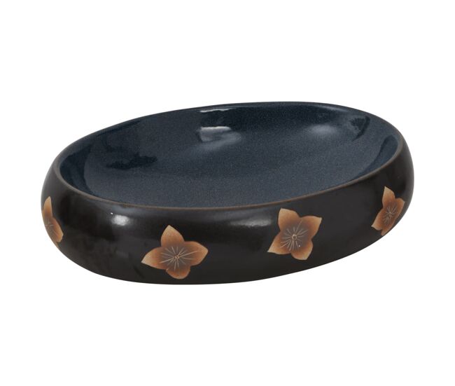 Vidaxl lavabo sobre encimera ovalado cerámica negro y azul 59x40x15 cm