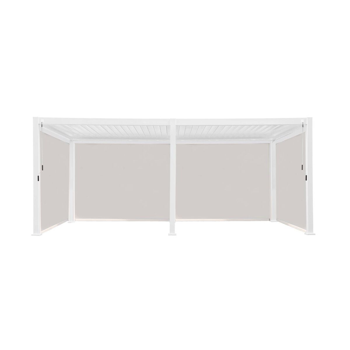 pergola bioclimatica 3x6m de aluminio  4 toldos de 3m triomphe 3x6m  accesorios blanco 600x300x250 cm