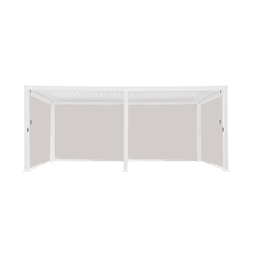 Pérgola bioclimática 3x6m de alumínio + 4 estores 3m, Triomphe 3x6m + acessórios, Branco, 600x300x250 cm