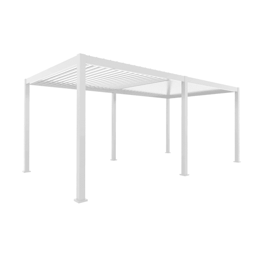 Pérgola bioclimática 3x6m de alumínio + 4 estores 3m, Triomphe 3x6m + acessórios, Branco, 600x300x250 cm