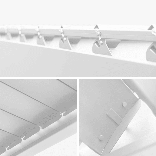 Pérgola bioclimática 3x6m de alumínio + 4 estores 3m, Triomphe 3x6m + acessórios, Branco, 600x300x250 cm