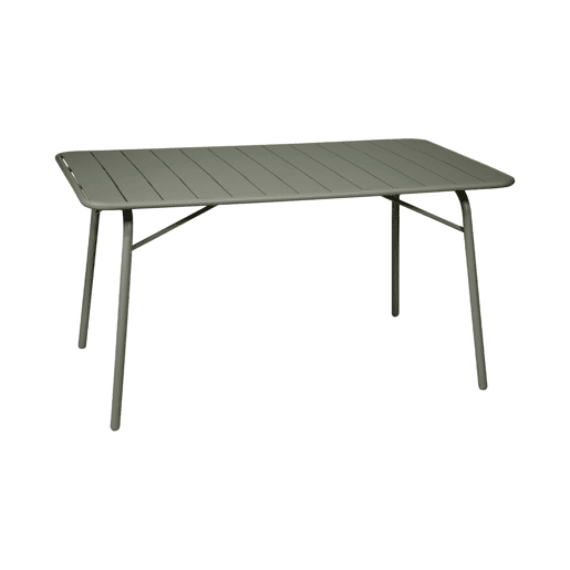 Mesa de jardim dobrável de metal com 6 cadeiras, Amelia, Verde caqui, 141.2x80x72.5 cm