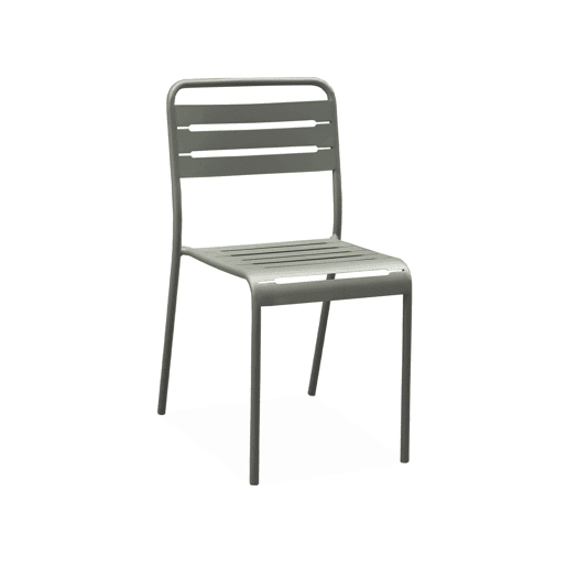 Mesa de jardim dobrável de metal com 6 cadeiras, Amelia, Verde caqui, 141.2x80x72.5 cm