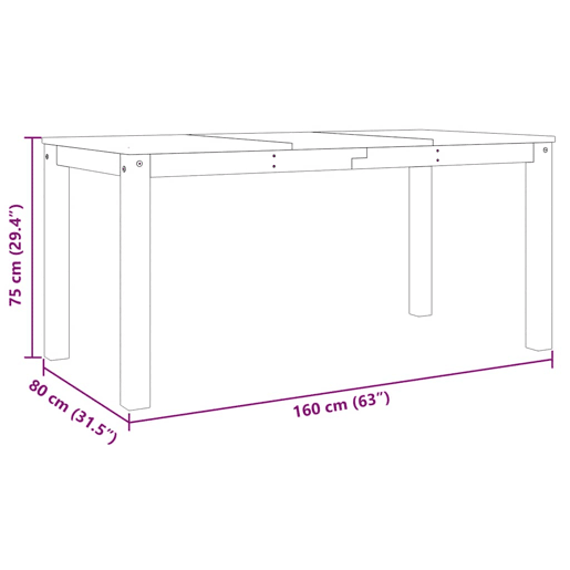 vidaXL Mesa de jantar Panama 160x80x75 cm madeira de pinho maciça vidaXL Mesa de jantar Panama 160x80x75 cm madeira de pinho maciça