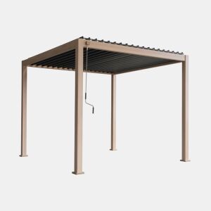 3x3m pérgola bioclimática de alumínio com lâminas ajustáveis, Triomphe 3x3m, Madeira, 301x301x250 cm