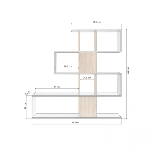 Estantes Domi Artik White (Branco mate) - Carvalho canadiano 145 x 145 x 28 cm