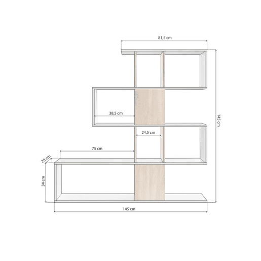 Estantes Domi Artik White (Branco mate) - Carvalho canadiano 145 x 145 x 28 cm
