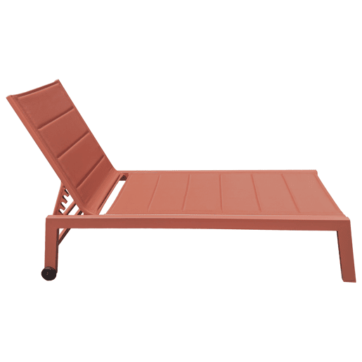 Conjunto de espreguiçadeira e mesa de apoio BARBADOS em textilene terracota - alumínio terracota Conjunto de espreguiçadeira e mesa de apoio BARBADOS em textilene terracota - alumínio terracota