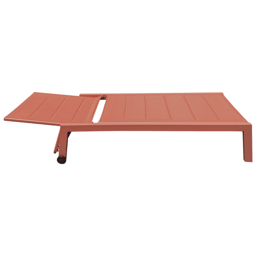 Conjunto de espreguiçadeira e mesa de apoio BARBADOS em textilene terracota - alumínio terracota Conjunto de espreguiçadeira e mesa de apoio BARBADOS em textilene terracota - alumínio terracota