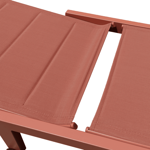 Conjunto de espreguiçadeira e mesa de apoio BARBADOS em textilene terracota - alumínio terracota Conjunto de espreguiçadeira e mesa de apoio BARBADOS em textilene terracota - alumínio terracota