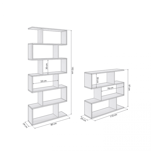 Conjunto de estantes Zoe Branco brilhante 80 x 192 x 24 cm