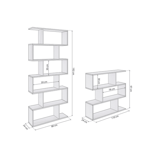 Conjunto de estantes Zoe Branco brilhante 80 x 192 x 24 cm