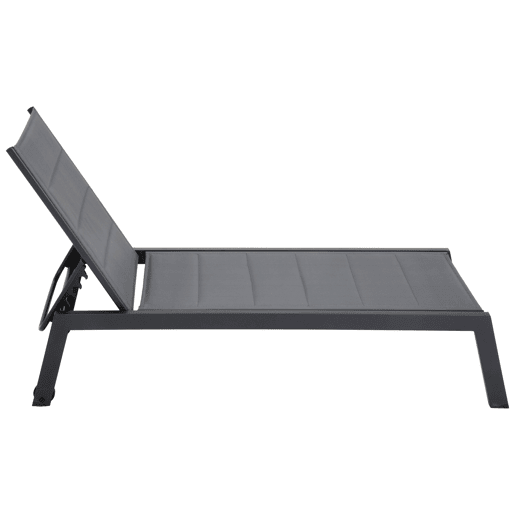 Conjunto de 2 espreguiçadeiras e mesa de apoio BARBADOS em textilene cinzento - alumínio cinzento antracite