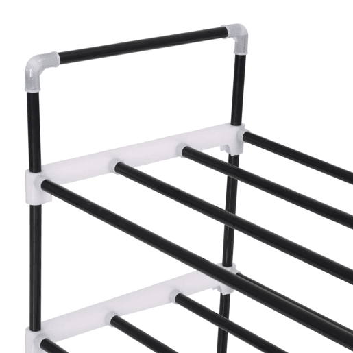 vidaXL Sapateira com 4 prateleiras metal e plástico preto