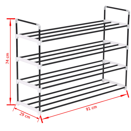 vidaXL Sapateira com 4 prateleiras metal e plástico preto