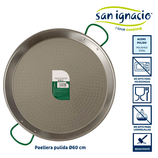 Panela de paella polida 20 porções