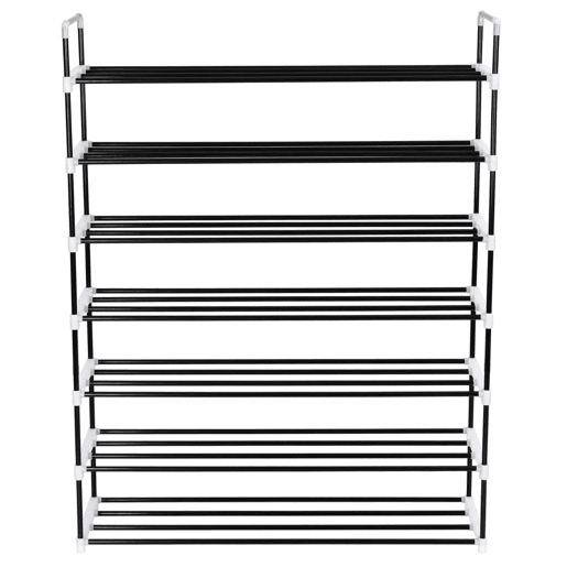 vidaXL Sapateira com 7 prateleiras metal e plástico preto
