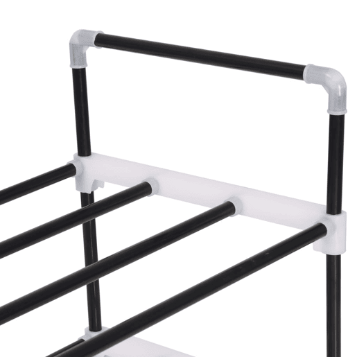 vidaXL Sapateira com 7 prateleiras metal e plástico preto
